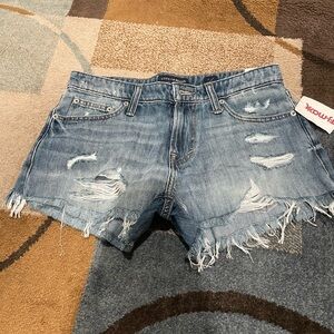 Lucky Brand Frayed Light Wash Distressed Denim Shorts